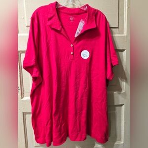 Kim Rogers Essentials Red Collared Short Sleeve Polo Shirt NWT Size: 3X